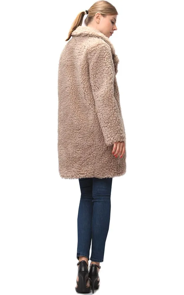 Y914 Soft Faux Fur Jacket With Pocket
